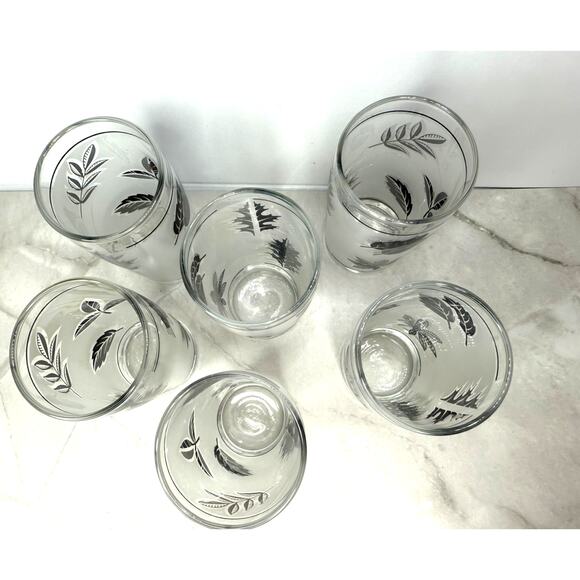 MCM Libbey Silver Leaf Juice/Shot Glasses Set of 7 - Picture 2 of 4